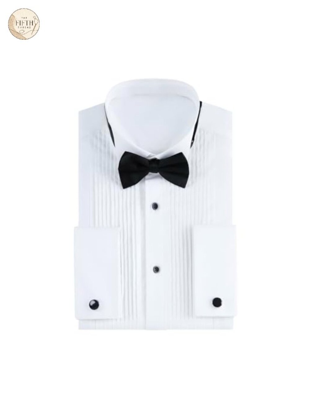 Men's Wingtip Collar Tuxedo Shirt French Cuff Bow Tie Cufflinks Formal